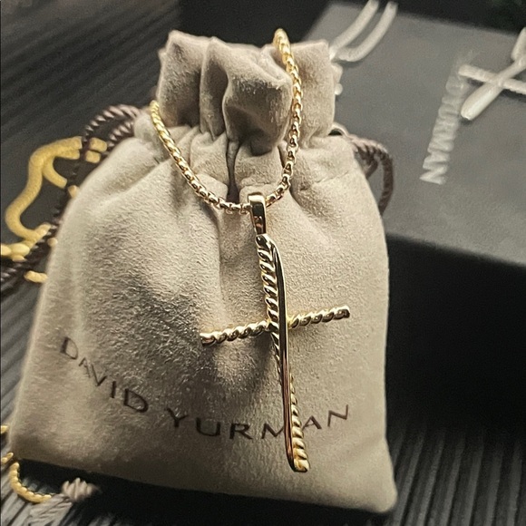 David Yurman Twisted Gold Cross Necklace - Picture 1 of 6